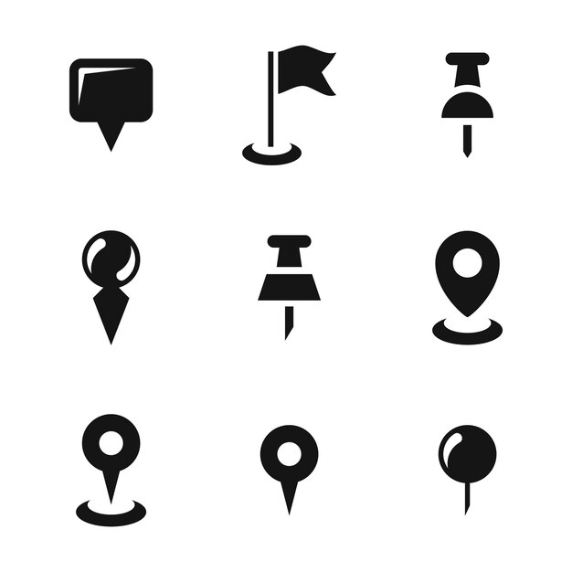 Vetor Ícones vetoriais de pinos um conjunto de ilustrações simples de 9 elementos de pinos ícones editáveis podem ser usados na ui do logotipo e no design da web