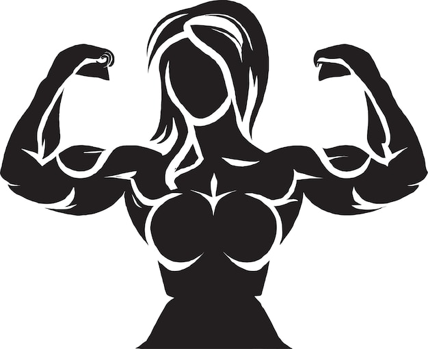 Vetor Ícones vetoriais em tons muscleflex para logotipos de fisiculturistas femininos
