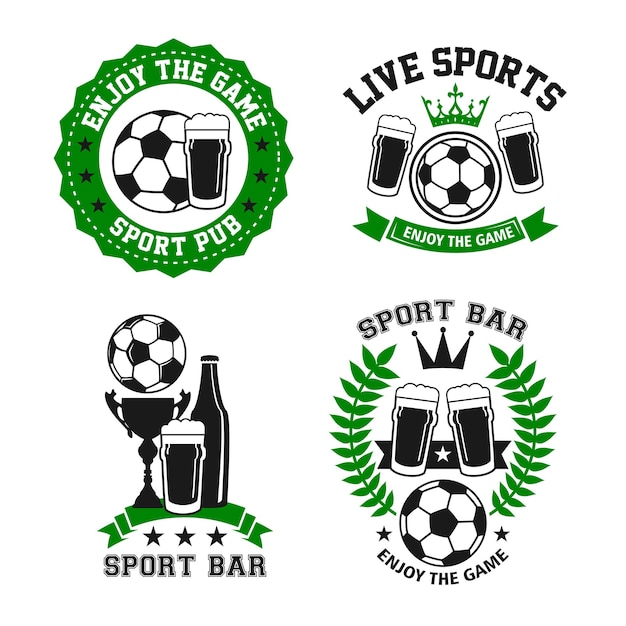 Ícones vetoriais para bar de futebol ou pub de futebol