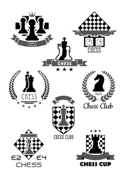 Vetores de Emblema Do Clube De Xadrez Jogo De Xadrez Logotipo De Torneio De  Xadrez Rei Rainha Bispo E Torres De Xadrez Silhuetas Conjunto De Ilustração  Vetorial De Emblemas Táticos e mais