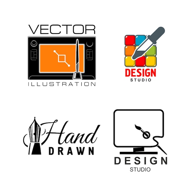 Ícones vetoriais para design gráfico ou estúdio de designer