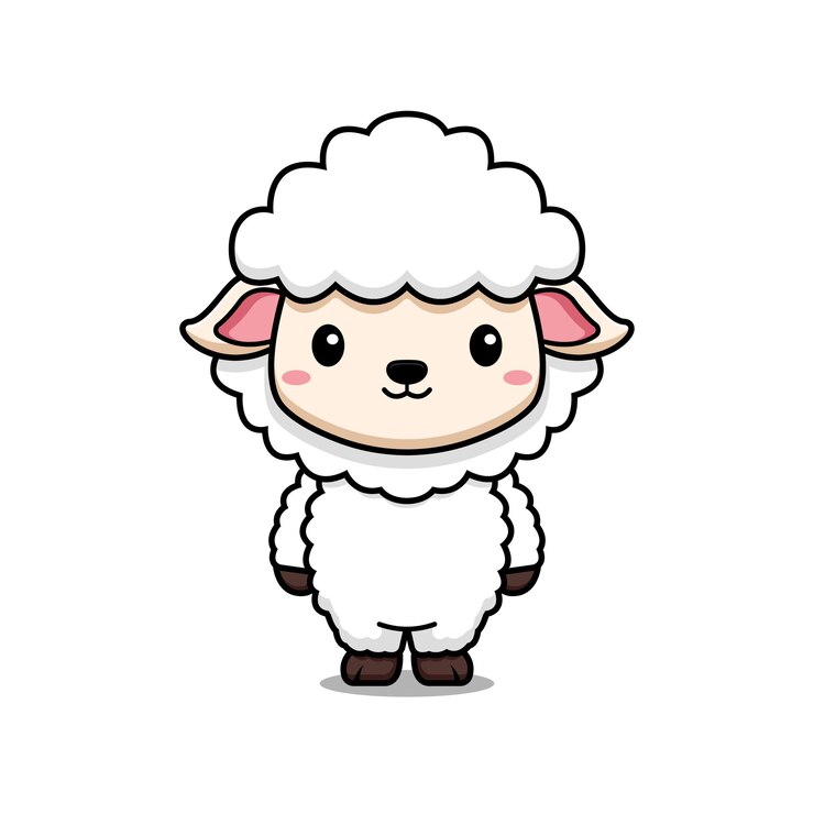 Iconha de personagem animal de ovelha bonita Ilustração Flat Cartoon Style Landing Page Banner Sticker Card