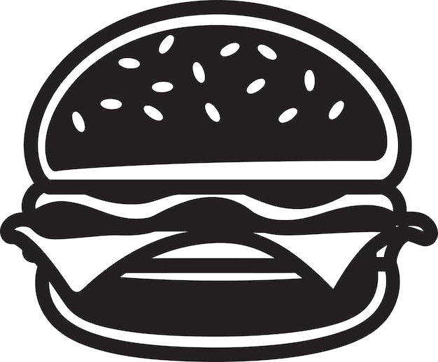 Vetor iconic burger design negro vector sizzling tentação burger emblem