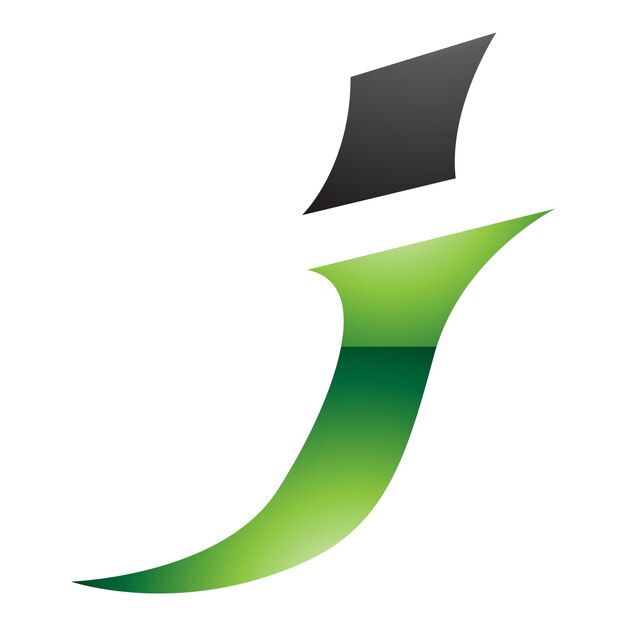 Vetor icônico de letra j em itálico espinhoso, verde e preto