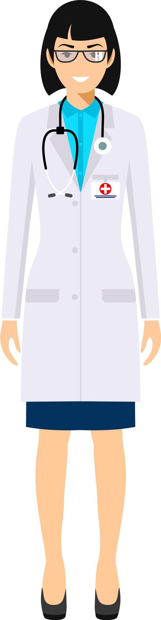 Vetor icônico de personagem de médico de emergência jovem em ilustração vetorial de estilo plano