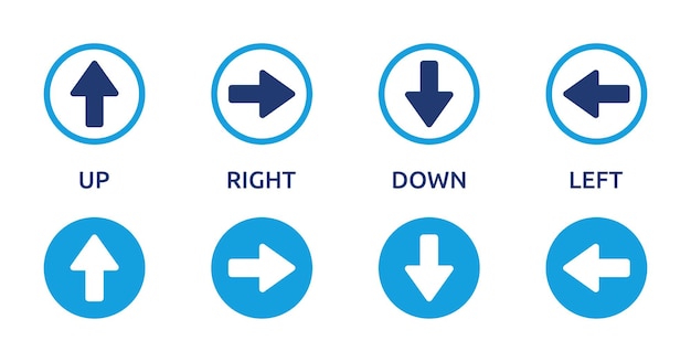 Vetor icônico do botão de seta botão de seta à direita e botão da seta para cima e para baixo