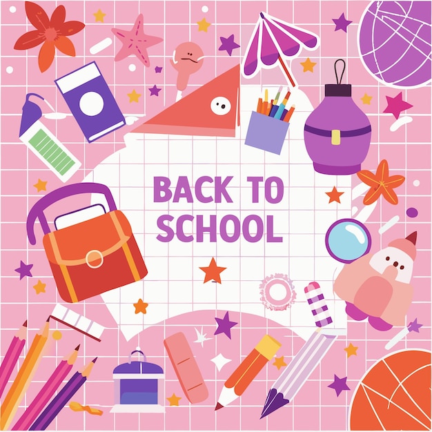 Iconos coloridos de ilustração de volta à escola e mais