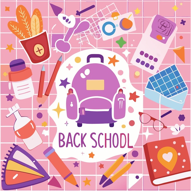 Iconos coloridos de ilustração de volta à escola e mais