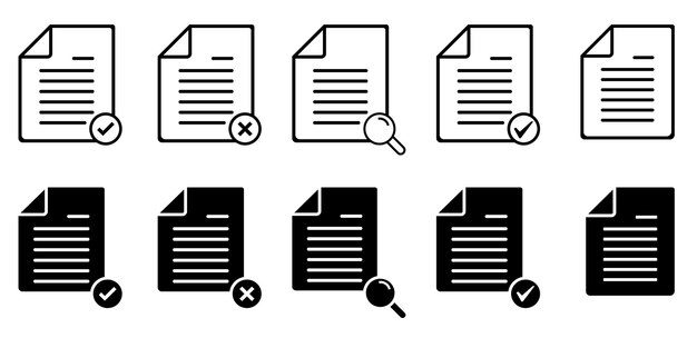 Iconos de documento conjunto de linha ícone arquivos de papel folha notas pesquisa de negócios contorno colorido sinal símbolo