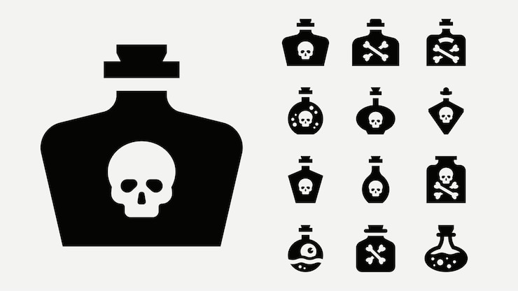 Vetor iconos sólidos de garrafas de veneno