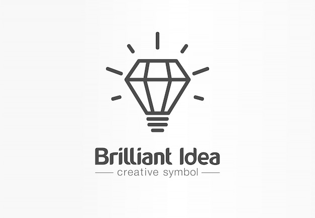 Idéia brilhante, conceito de símbolo criativo de lâmpada. dica, inovar, pensar, inspirar a idéia abstrata de logotipo de negócios. lâmpada brilhante, ícone da educação.