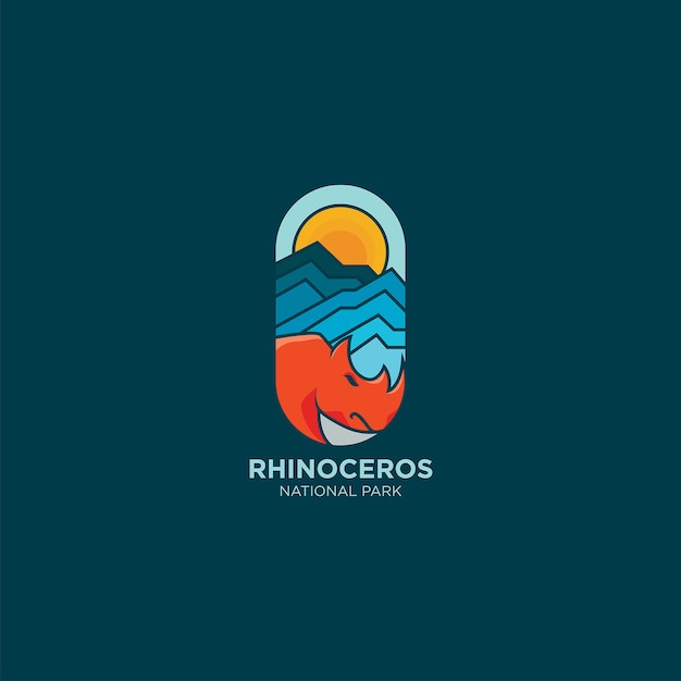 Ideia colorida do logotipo do rinoceronte