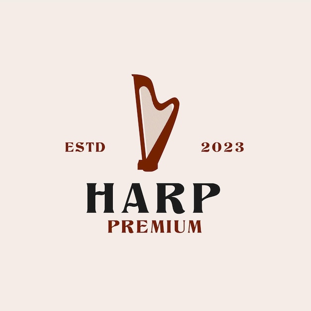 Ideia criativa da ilustração do conceito de design do logotipo da harpa