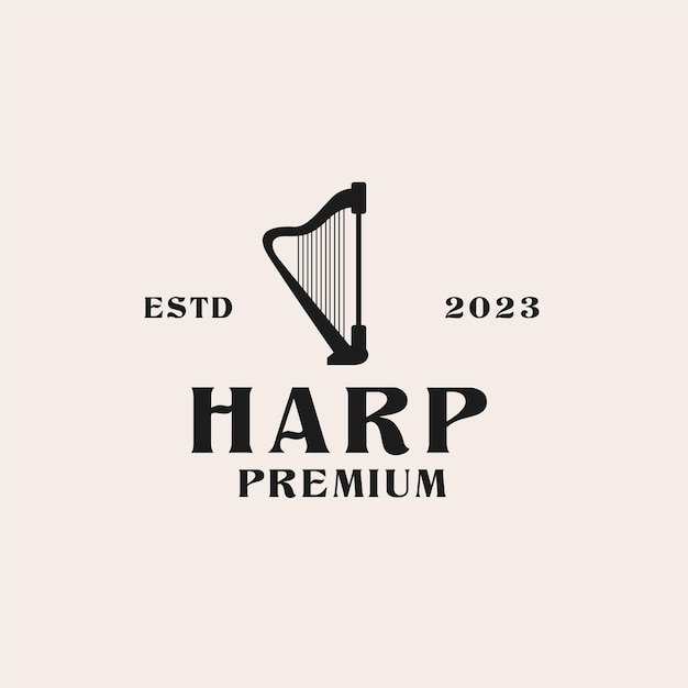 Ideia criativa da ilustração do conceito de design do logotipo da harpa