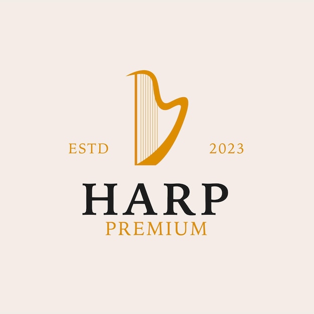 Ideia criativa da ilustração do conceito de design do logotipo da harpa