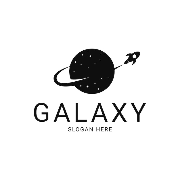 ideia de conceito de design do logotipo espacial do foguete galáctico