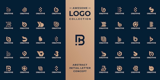 Ideia de design de logotipo da letra b inicial da mega coleção