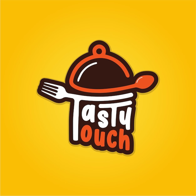 Vetor ideia de design de logotipo de comida de toque saboroso