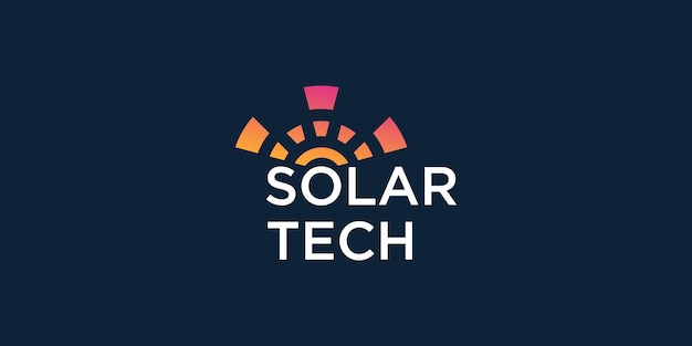 Ideia de design de logotipo de tecnologia solar com conceito de estilo moderno