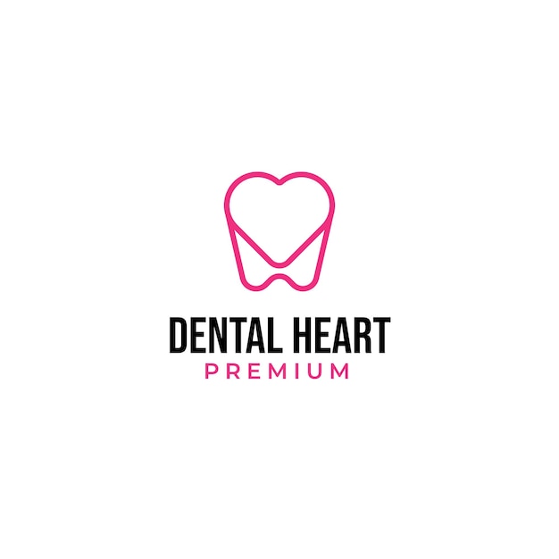 Ideia de ilustração de conceito de design de logotipo dental de amor vetorial