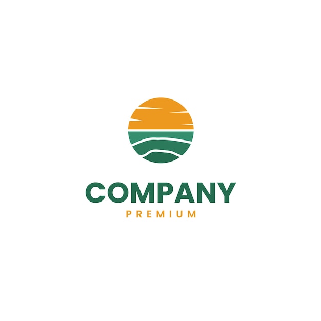 Ideia de ilustração de design de logotipo de paisagem abstrata em um círculo