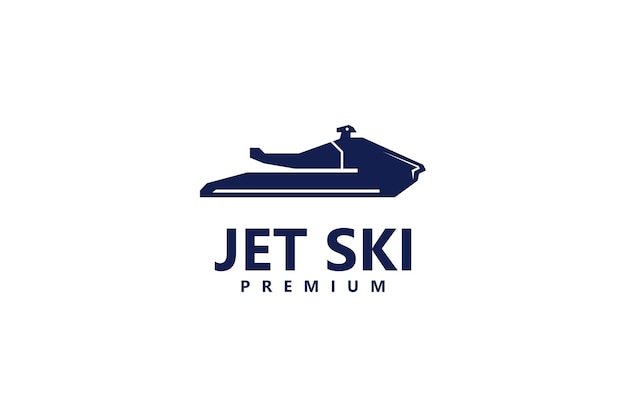 Ideia de ilustração vetorial de design de logotipo de jet ski plano