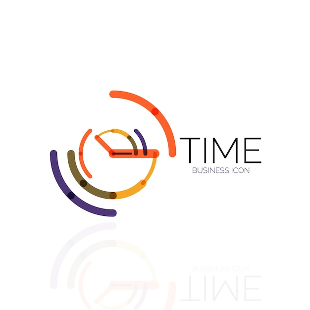 Idéia de logotipo abstrata vetorial conceito de tempo ou ícone de negócio de relógio modelo de design de logotipo criativo design de linha fina plana linear