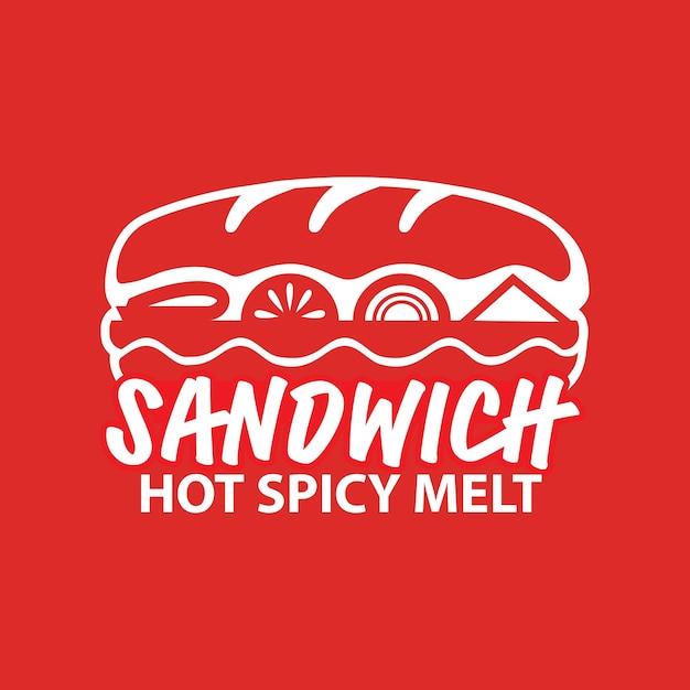 Vetor ideias de design de logotipos sanduíche com estilo de carimbo simples