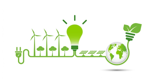 Idéias de energia salvam o conceito mundial Plug de energia ecologia verde