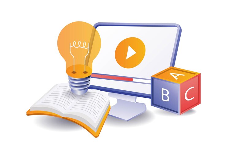 Vetor ideias de escolas on-line com tutoriais em vídeo