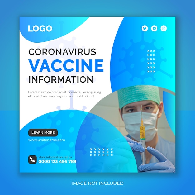 Idéias de modelo de pôster de vacinação de coronavírus covid19 para modelo de banner de postagem de mídia social