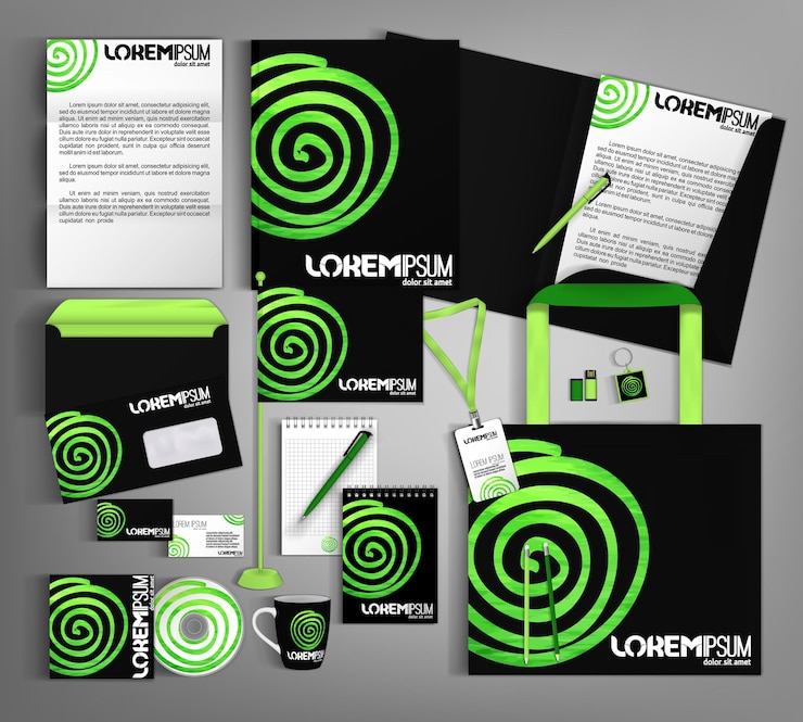 Vetor identidade corporativa com elementos de design verde