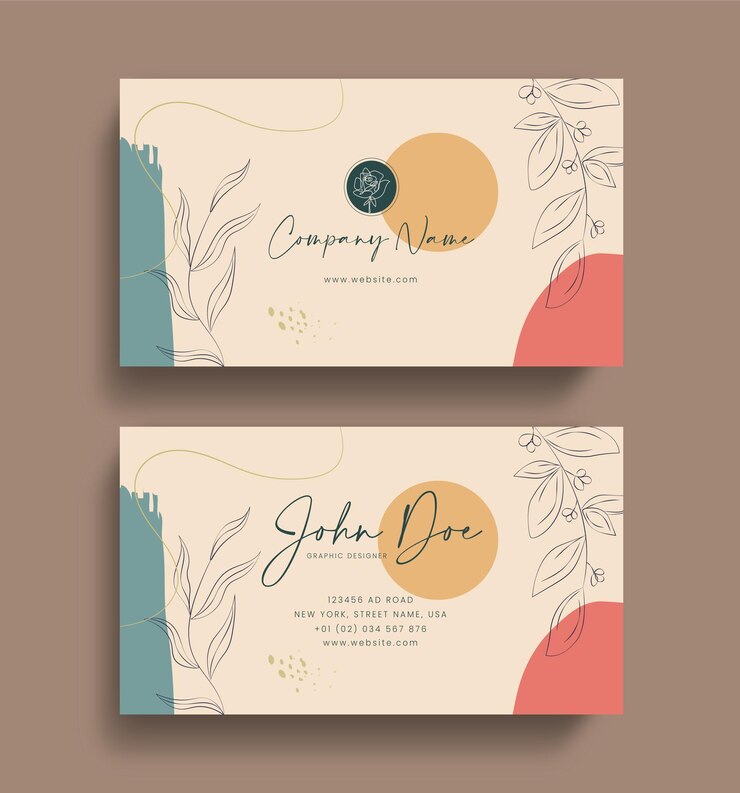 Identidade empresarial floral e botânica desenhada à mão corporativa ou design de cartão de visita