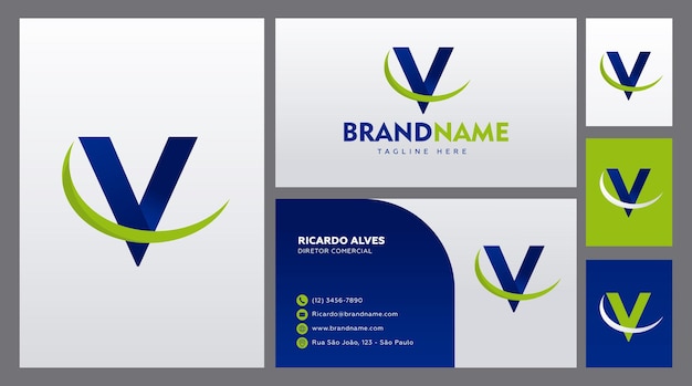 Identidade visual para empresa com a letra inicial V
