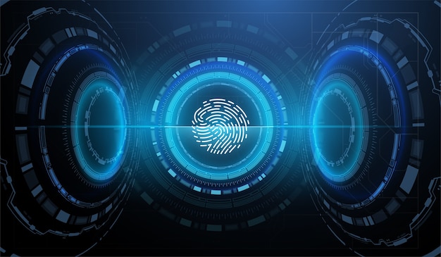 Identificação biométrica com interface futurista de HUD