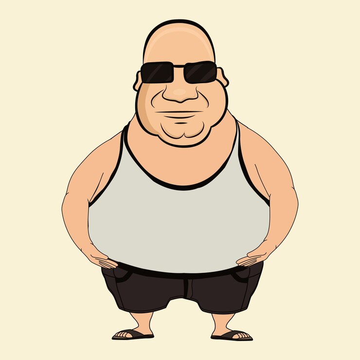 Vetor idoso gordo isolado em uma ilustração vetorial de fundo branco