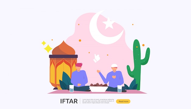 Vetor iftar eating after fasting conceito festa de festa