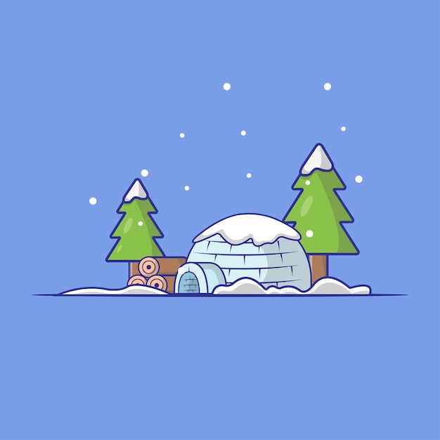 Igloo casa de inverno construída a partir de blocos de gelo ilustração vetorial de desenho animado casa ou casa fria de gelo conceito