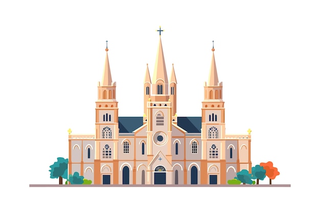 Vetor igreja católica desenho de ilustração vetorial