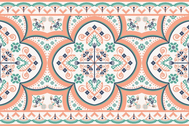 Ikat tradicional e padrão étnico sem costura com fundo geométrico tribal