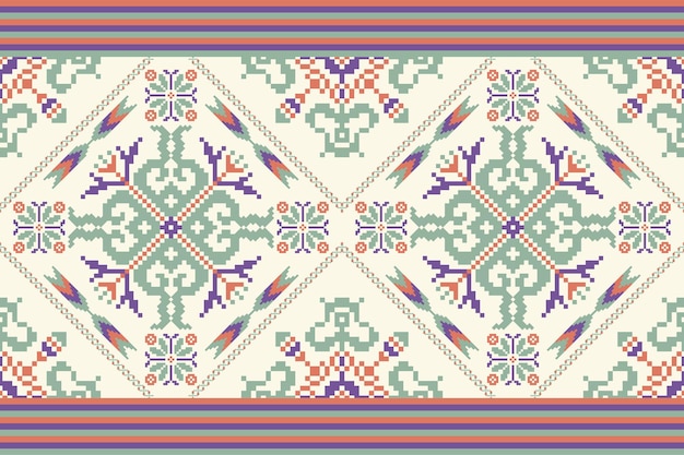 Ikat tradicional e padrão étnico sem costura com fundo geométrico tribal