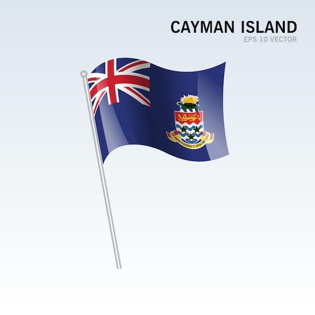 Ilhas cayman agitando bandeira isolada em fundo cinza