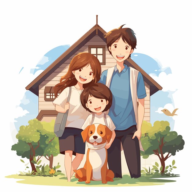 Vetor illustration_material_family_and_house_vector