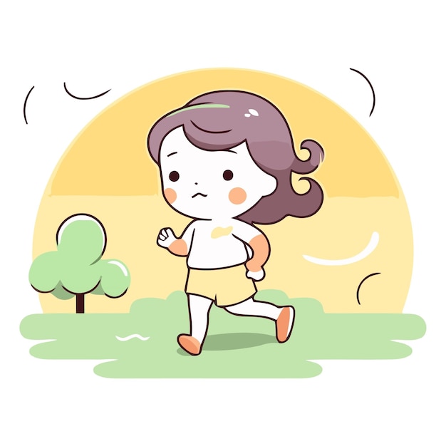 Vetor illustration of a cute girl running in the park vector