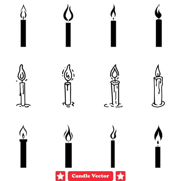 Vetor iluminem seus projetos set de silhuetas de velas chiques para artesanato e decoração