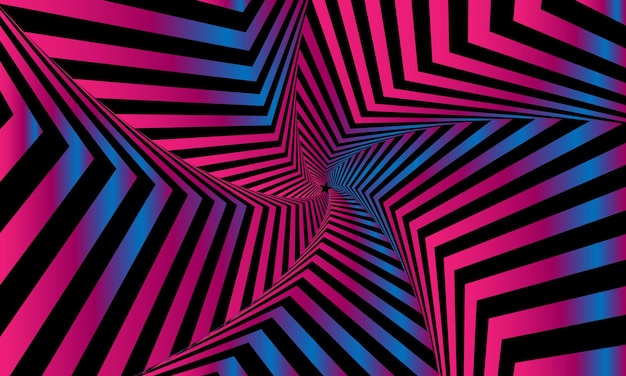 Ilusão óptica gradiente azul estrela rosa fundo futurista