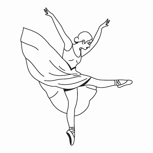 Ilustra??o de contorno de bailarina desenhada ?