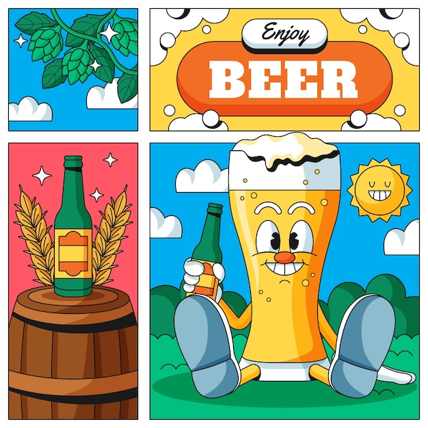 Vetor ilustra??o de desenho animado de cerveja desenhada ?