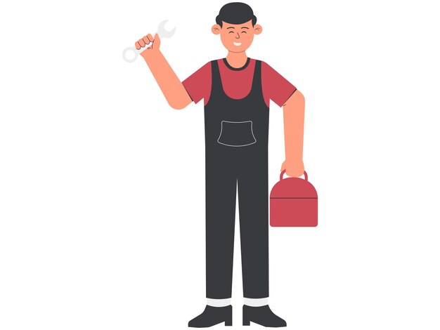 Ilustra??o de mec?nico de garagem masculino