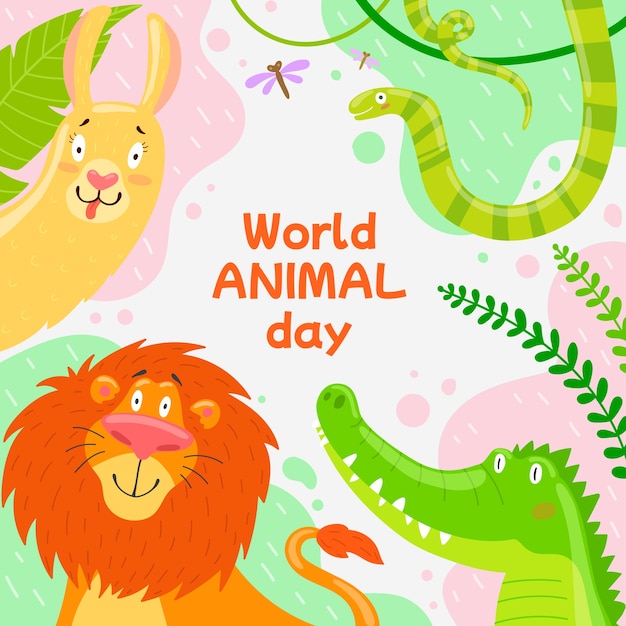 Vetor ilustra??o plana do dia mundial dos animais